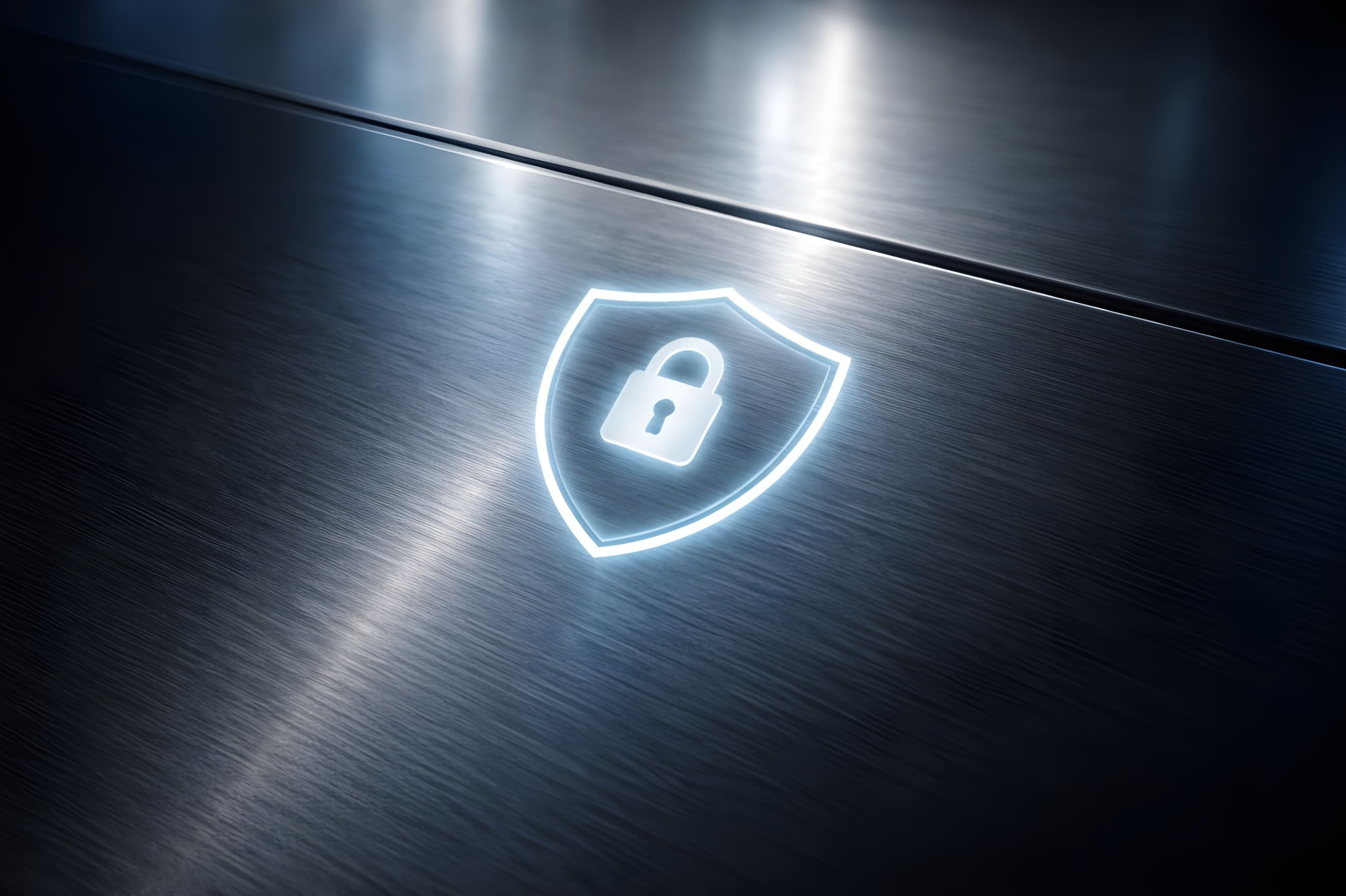 a Shield with a Keyhole on a Brushed Metal Background - Privacy Policy Illustration Image